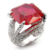 7X251 - Rhodium 925 Sterling Silver Ring with Synthetic Garnet in Ruby - Alamode - Flyclothing LLC