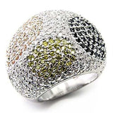 7X252 - High-Polished 925 Sterling Silver Ring with AAA Grade CZ in Jet - Alamode - Flyclothing LLC