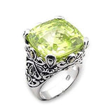 7X314 - Reverse Two-Tone 925 Sterling Silver Ring with AAA Grade CZ in Apple Green color - Alamode - Flyclothing LLC