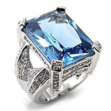 7X315 - Rhodium 925 Sterling Silver Ring with AAA Grade CZ Spinel in London Blue - Alamode - Flyclothing LLC
