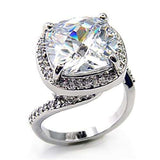 7X342 - Rhodium Brass Ring with AAA Grade CZ in Clear - Alamode - Flyclothing LLC