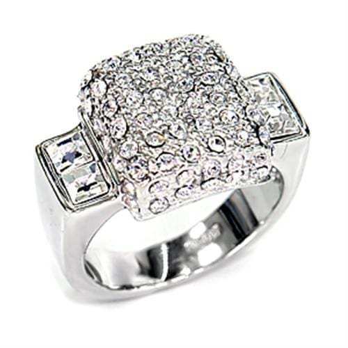 7X384 - Rhodium 925 Sterling Silver Ring with Top Grade Crystal in Clear - Alamode - Flyclothing LLC