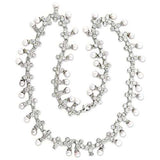 7X405 - Rhodium Brass Necklace with Synthetic Pearl in White - Alamode - Flyclothing LLC