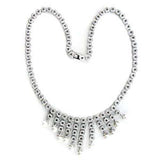 7X407 - Rhodium Brass Necklace with Synthetic Pearl in White - Alamode - Flyclothing LLC