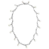 7X420 - Rhodium 925 Sterling Silver Necklace with Synthetic Pearl in White - Alamode - Flyclothing LLC