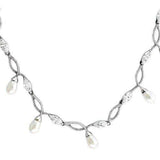 7X420 - Rhodium 925 Sterling Silver Necklace with Synthetic Pearl in White - Alamode - Flyclothing LLC