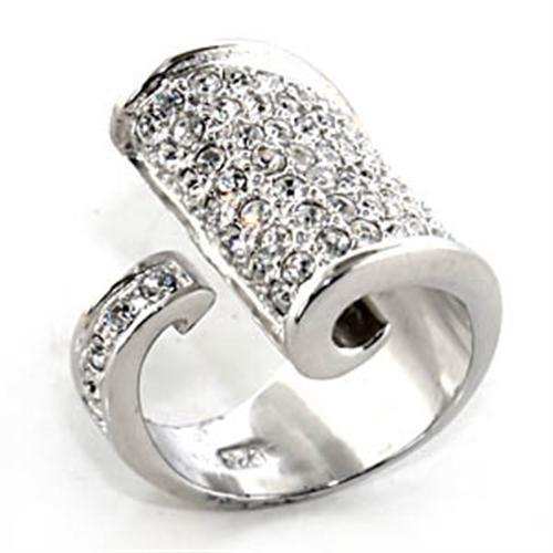 7X428 - Rhodium 925 Sterling Silver Ring with Top Grade Crystal in Clear - Alamode - Flyclothing LLC
