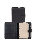 italia black soft plonge leather 6 ring tab weekly organizer - Scully Leather - Flyclothing LLC