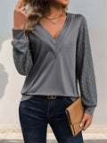 V-Neck Long Sleeve Top - Trendsi - Flyclothing LLC