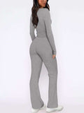 V-Neck Long Sleeve Top and Pants Set - Trendsi - Flyclothing LLC