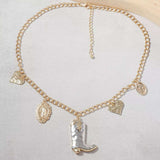 18K Gold-Plated Boots Charm Necklace - Trendsi - Flyclothing LLC