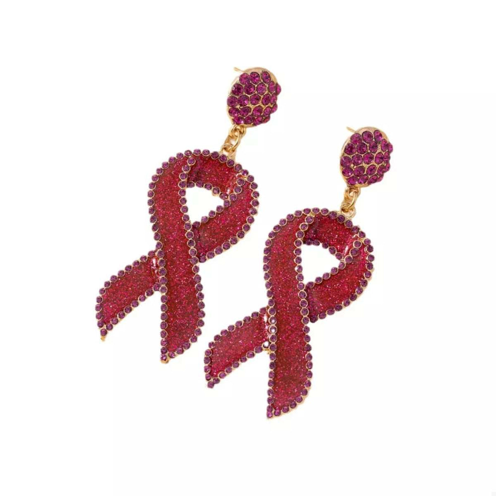 Rhinestone Ribbon Drop Earrings - Trendsi - Flyclothing LLC