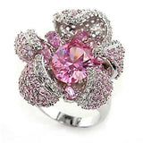 80316 - Rhodium Brass Ring with AAA Grade CZ in Rose - Alamode - Flyclothing LLC