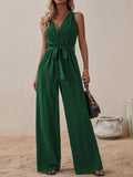 Tied Surplice Sleeveless Wide Leg Jumpsuit - Trendsi - Flyclothing LLC