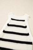 Contrast Striped Drawstring Detail Sleeveless Sweater Dress - Trendsi - Flyclothing LLC