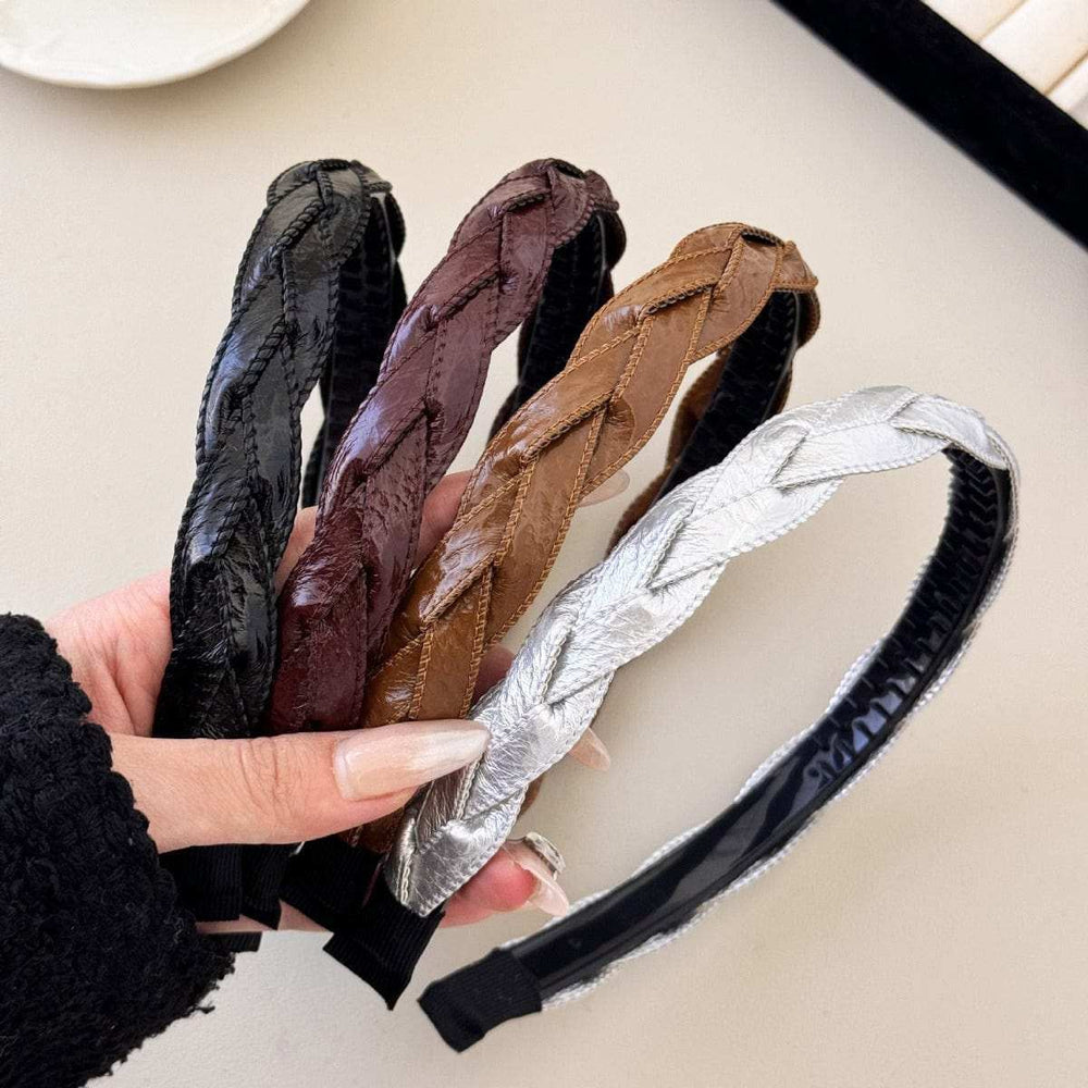 PU Leather Braided Hair Headband - Trendsi - Flyclothing LLC