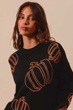 SO ME Pumpkin Embroidered Halloween Thanksgiving Sweater - Trendsi - Flyclothing LLC