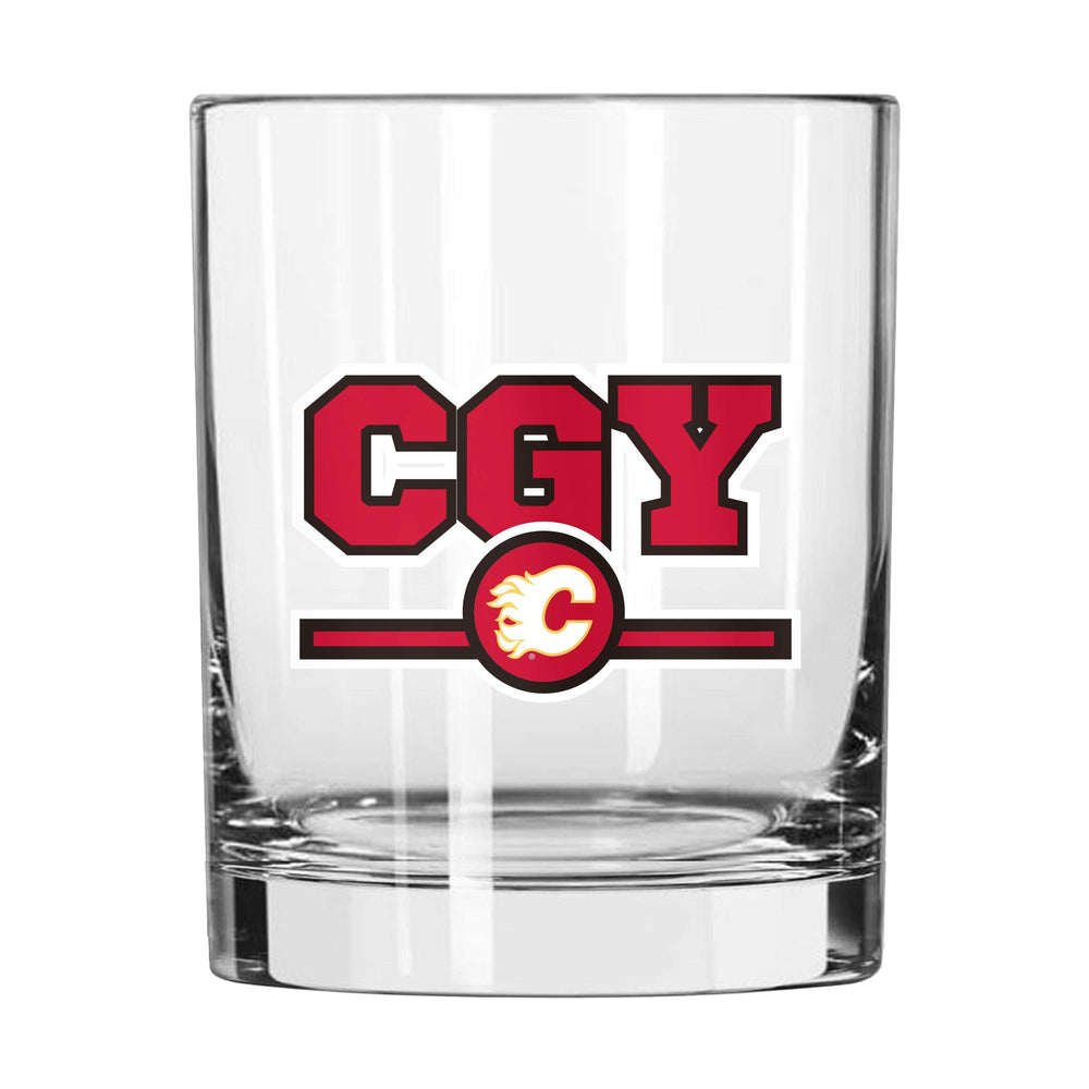 Calgary Flames 14oz Letterman Rocks Glass - Logo Brands - Flyclothing LLC