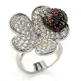 80507 - Rhodium + Ruthenium Brass Ring with AAA Grade CZ in Multi Color - Alamode - Flyclothing LLC