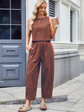 Plaid Sleeveless Top and Pants Set - Trendsi - Flyclothing LLC