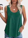 Florira Eyelet Round Neck Tank - Trendsi - Flyclothing LLC
