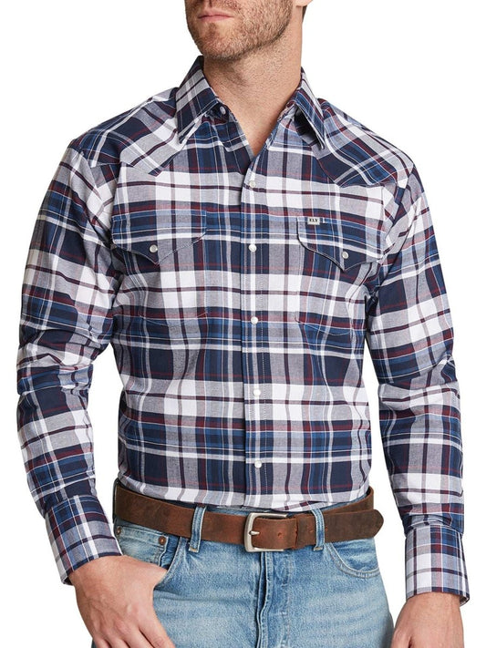 Men's Ely Cattleman Long Sleeve Western Wrinkle Resistant Plaid Shirt - Ely Cattleman - Flyclothing LLC