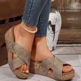 Open Toe Wedge Sandals - Trendsi - Flyclothing LLC