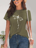 Dragonfly Graphic Round Neck Short Sleeve T-Shirt - Trendsi - Flyclothing LLC