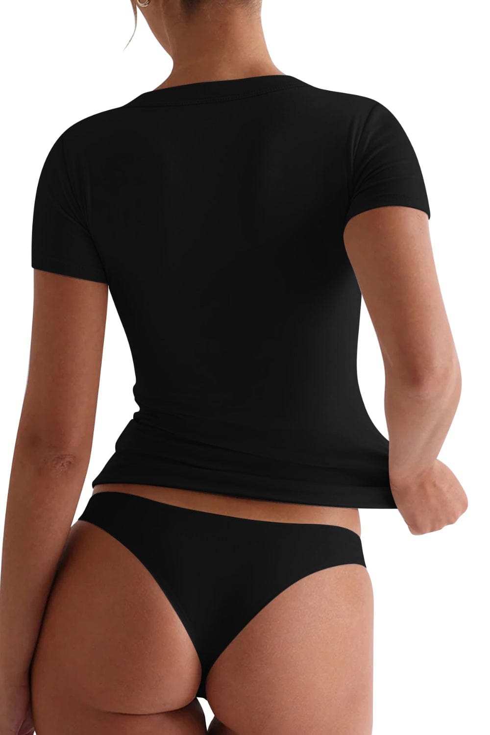 Lovelet Scoop Neck Short Sleeve T-Shirt - Trendsi - Flyclothing LLC