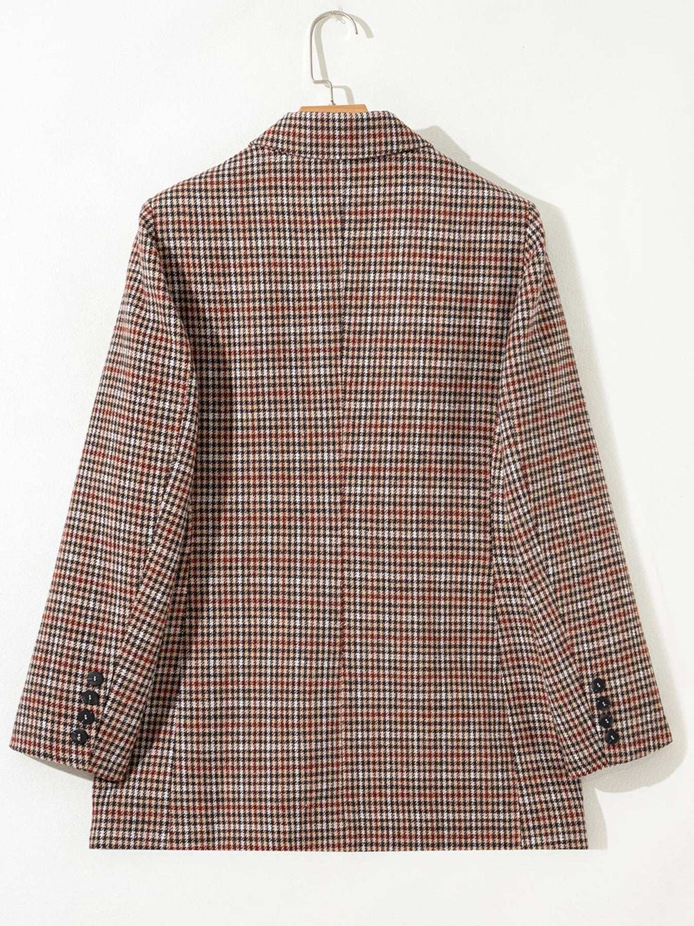 Houndstooth Lapel Collar Blazer - Trendsi - Flyclothing LLC