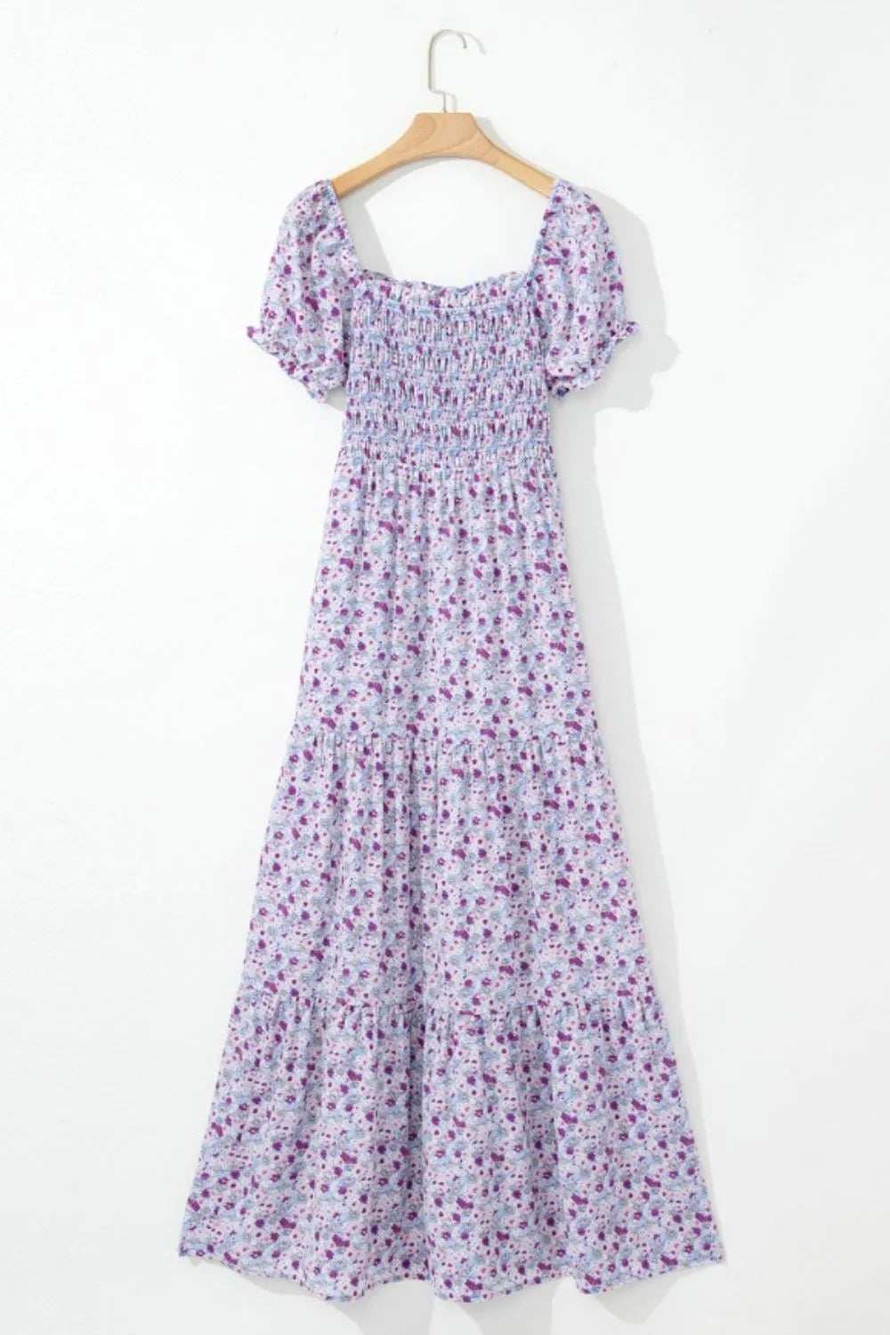 Tiered Floral Shirred High Waist Maxi Dress - Trendsi - Flyclothing LLC