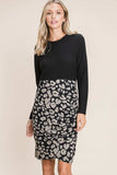 BOMBOM Leopard Color Block Knit Dress - Trendsi - Flyclothing LLC