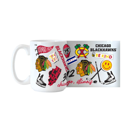 Chicago Blackhawks 15oz Native Sublimated Mug - Logo Brands - Flyclothing LLC