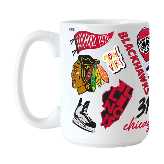 Chicago Blackhawks 15oz Native Sublimated Mug - Logo Brands - Flyclothing LLC