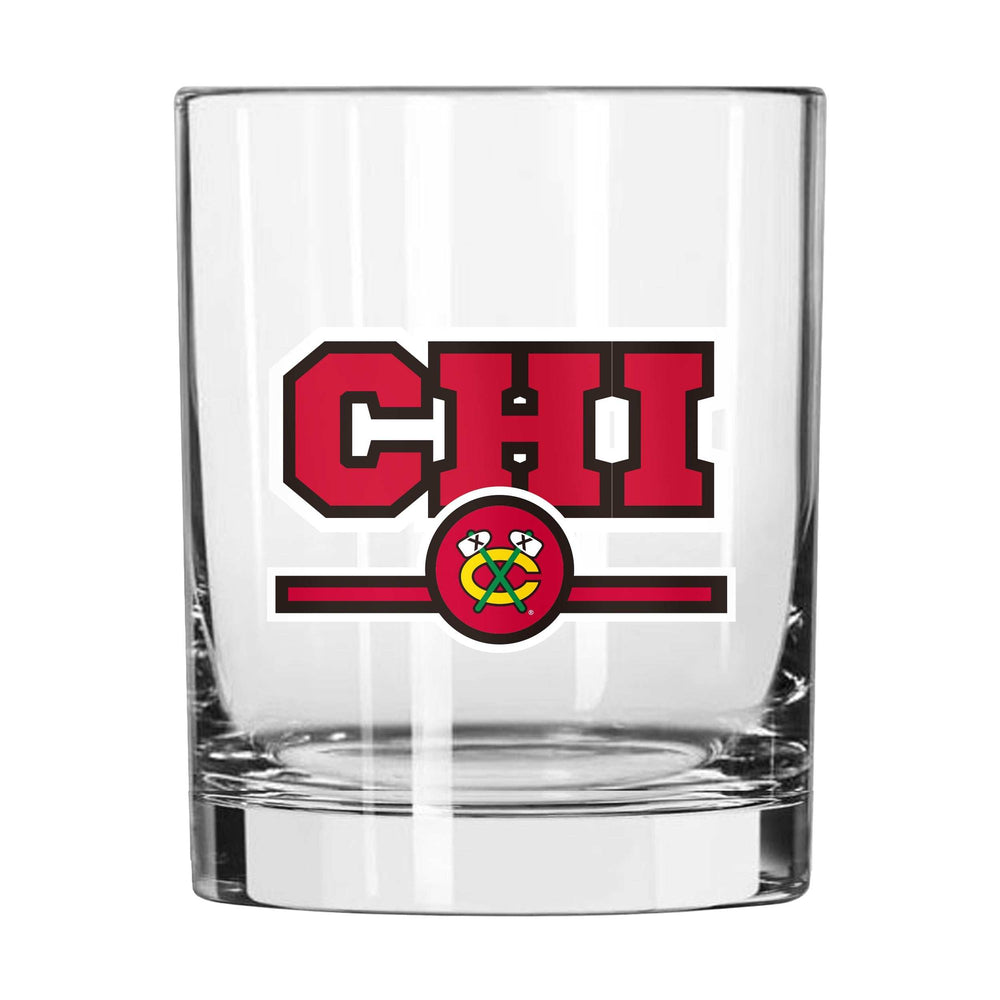 Chicago Blackhawks 14oz Letterman Rocks Glass - Logo Brands - Flyclothing LLC