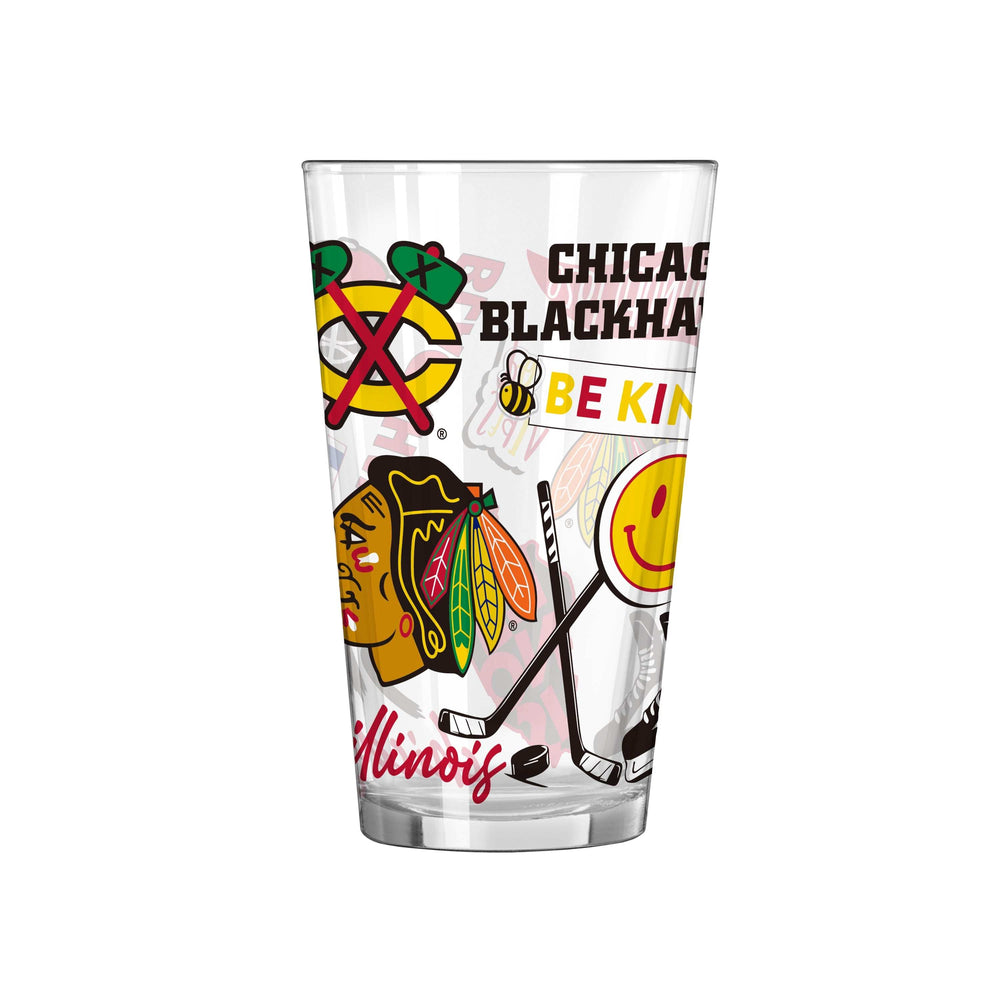 Chicago Blackhawks 16oz Native Pint Glass - Logo Brands - Flyclothing LLC