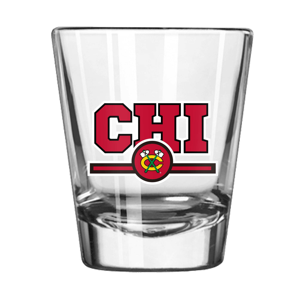 Chicago Blackhawks 2oz Letterman Shot Glass - Logo Brands - Flyclothing LLC