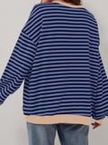 Contrast Striped Long Sleeve Sweatshirt - Trendsi - Flyclothing LLC