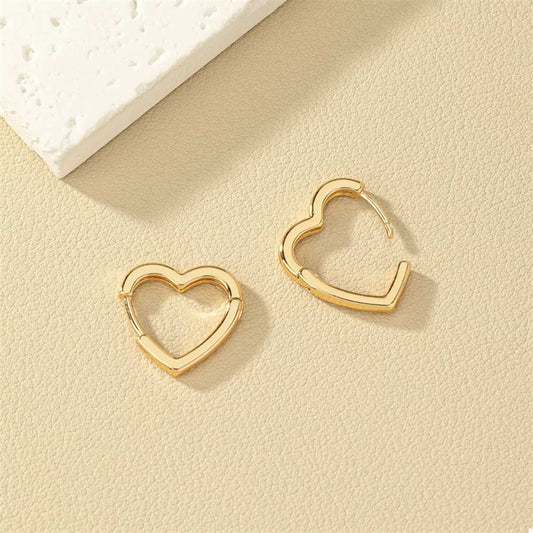 Alloy Heart Shape Hoop Earrings - Trendsi - Flyclothing LLC