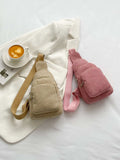Corduroy Solid Color Crossbody Bag - Trendsi - Flyclothing LLC
