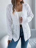Openwork Open Front Long Sleeve Cardigan - Trendsi - Flyclothing LLC