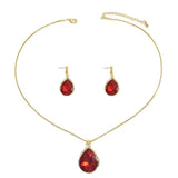 18K Gold-Plated Rhinestone Teardrop Necklace and Earrings Jewelry Set - Trendsi - Flyclothing LLC