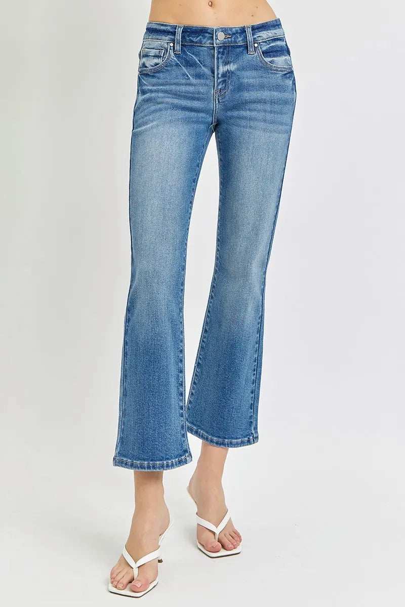 RISEN Full Size Low Rise Crop Flare Jeans Plus Size - Trendsi - Flyclothing LLC