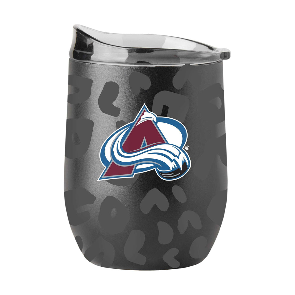Colorado Avalanche Leopard 16oz Black Powdercoat Curved Beverage - Logo Brands - Flyclothing LLC
