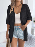Openwork Open Front Half Sleeve Cardigan - Trendsi - Flyclothing LLC