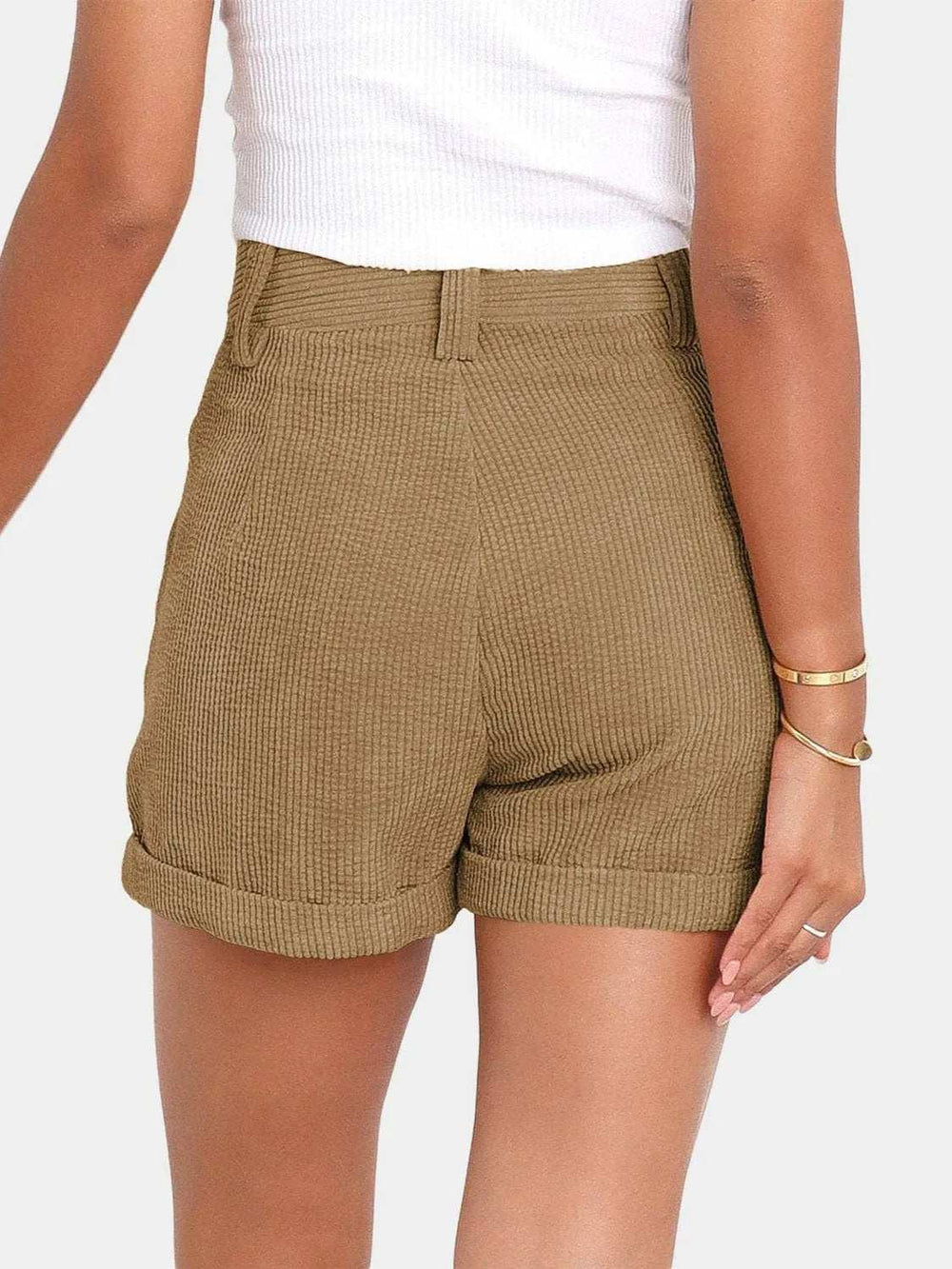 Full Size High Waist Shorts with Pockets - Trendsi - Flyclothing LLC