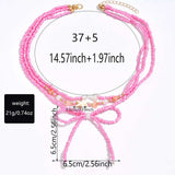 Beaded Three-Layered Necklace with Bow and Starfish Charms - Trendsi - Flyclothing LLC