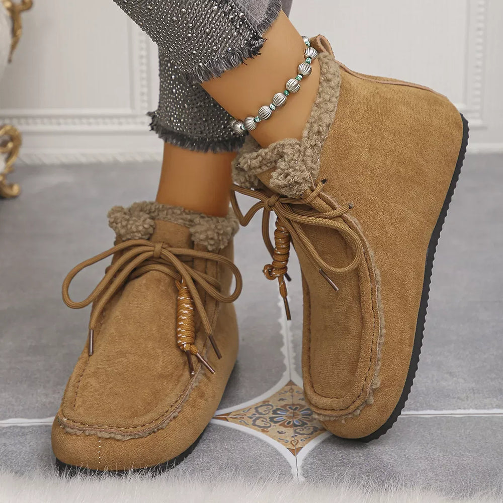 Plush Lined Ankle Boots - Trendsi - Flyclothing LLC