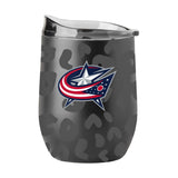 Columbus Blue Jackets Leopard 16oz Black Powdercoat Curved Beverage - Logo Brands - Flyclothing LLC