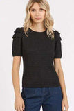 Mittoshop Textured Round Neck Short Sleeve Blouse - Trendsi - Flyclothing LLC